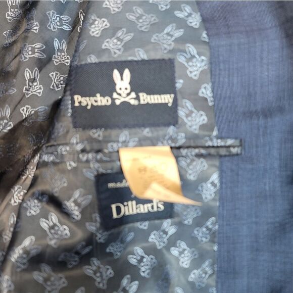 Psycho Bunny Blazer Wool Men Sport Coat 2 Buttons Navy Jacket Sz 44R Modern Fit - Picture 12 of 15
